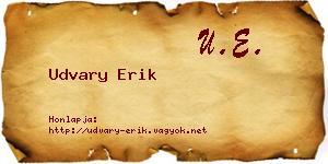 Udvary Erik névjegykártya